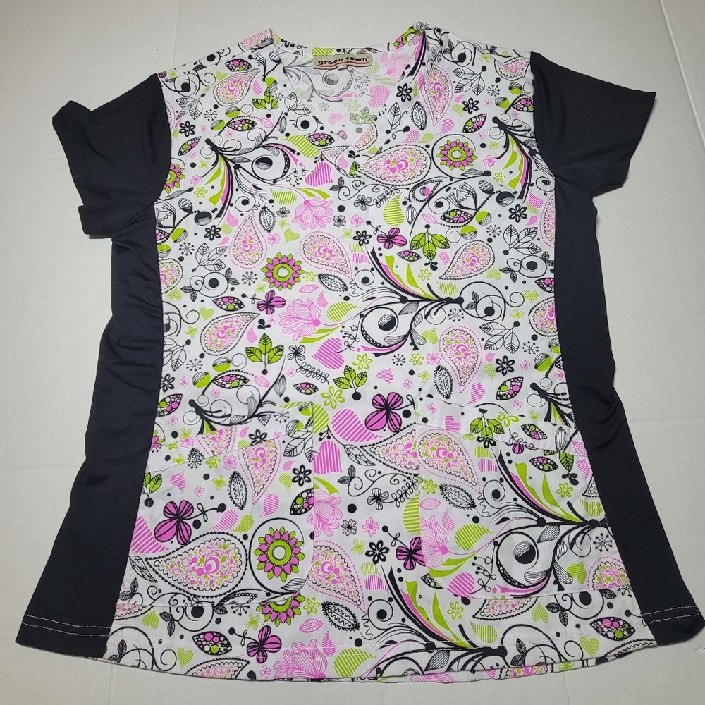 Green Town 2 Women Scrubs Tops Size Small - Picture 6 of 10